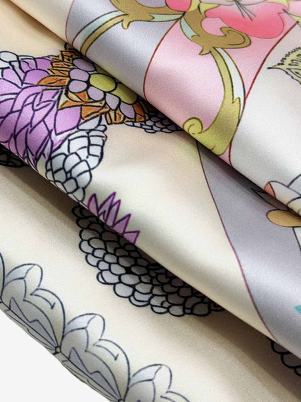 Baroque Floral Satin Camp Collar Boxy Shirt