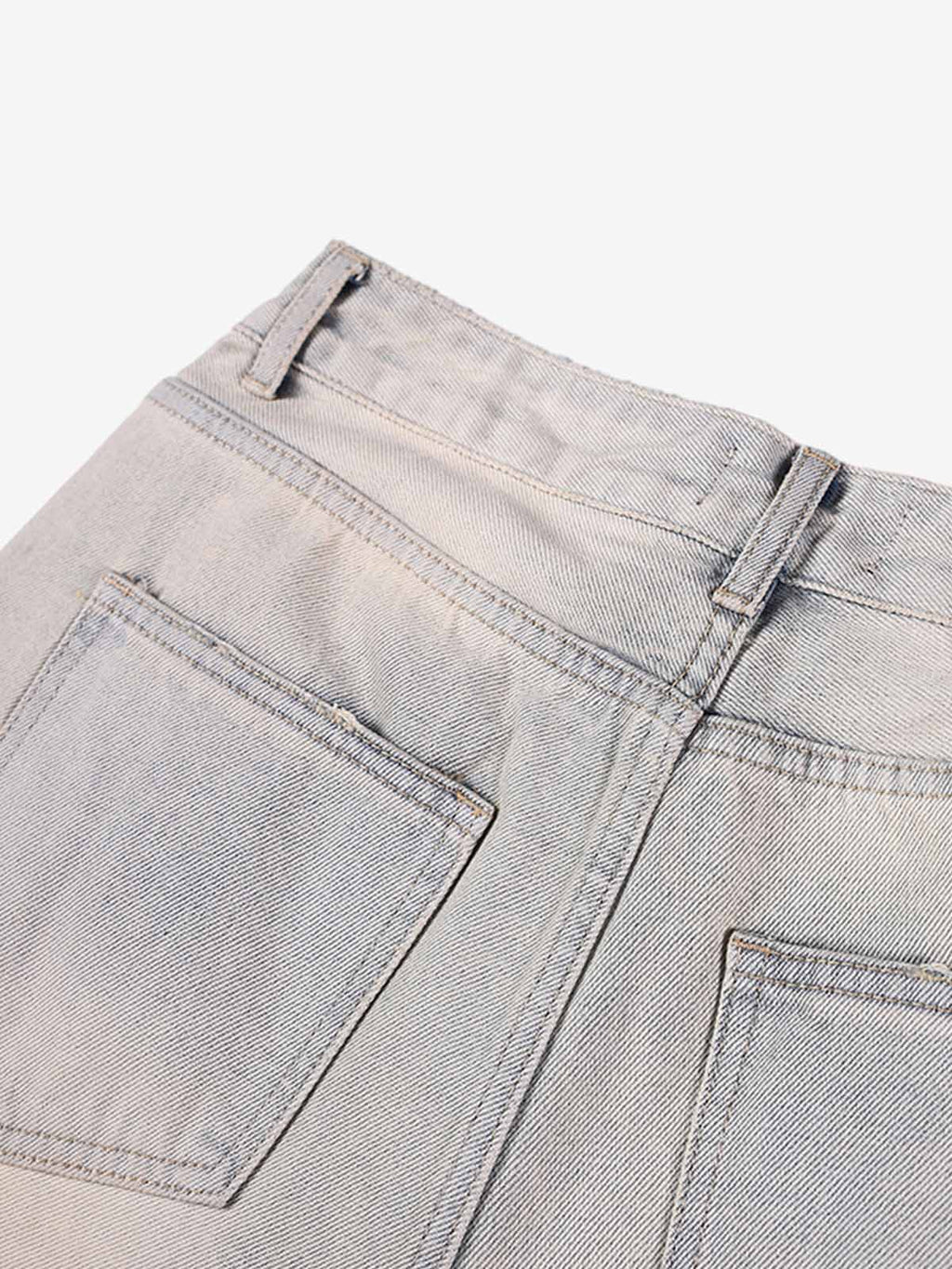 Pearl Embellished Light Wash Denim Shorts