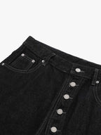 Asymmetric Multi-Button Denim Jorts