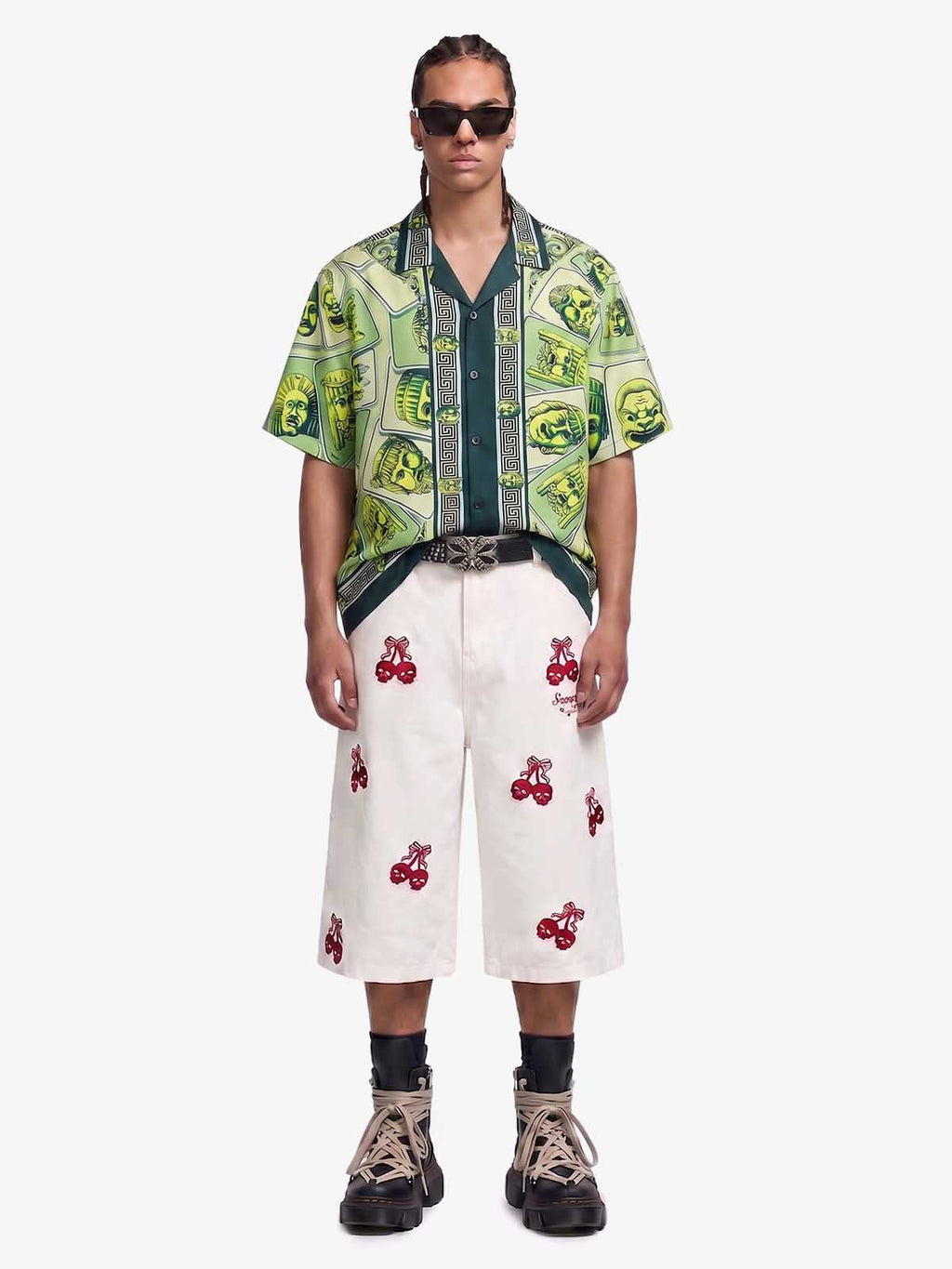 Baroque Pattern Statue Camp Collar Boxy Shirt