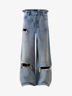 Retro Ripped Wide Leg Jeans