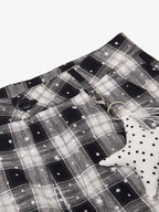 Star Print Plaid Shirt with Tulle Trim