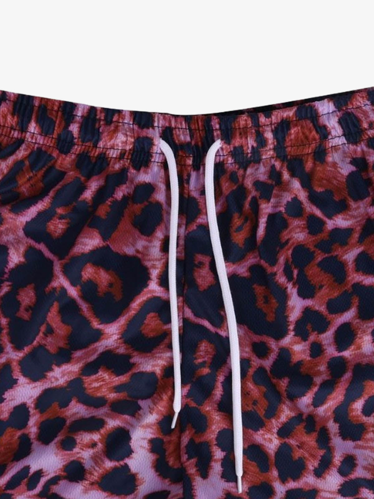 Leopard Print Mesh Shorts