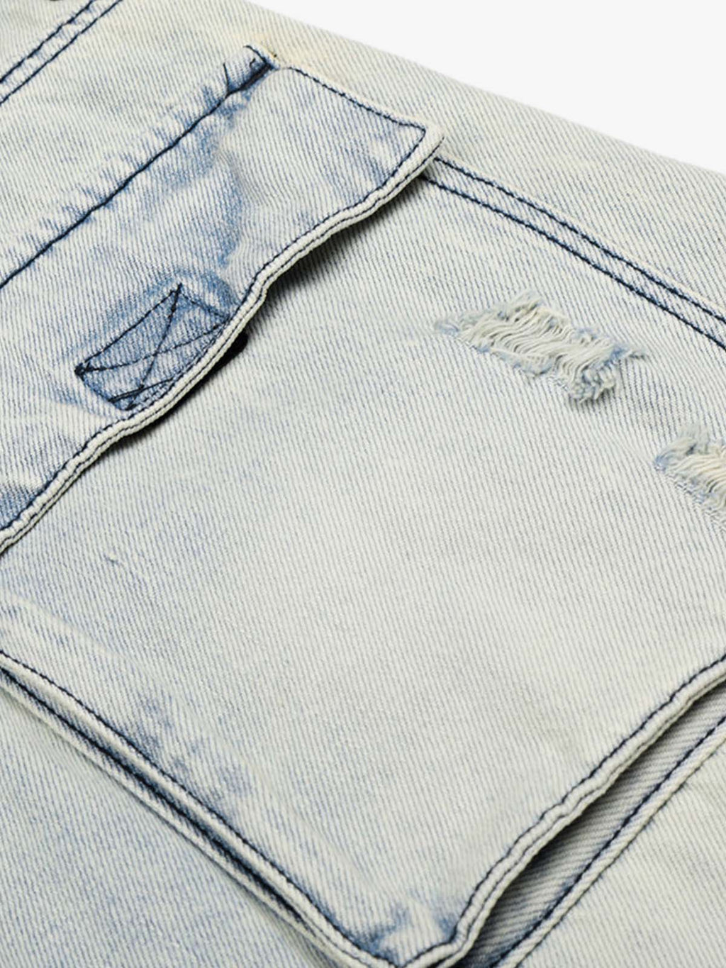 Distressed Denim Cargo Shorts