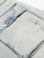 Distressed Denim Cargo Shorts