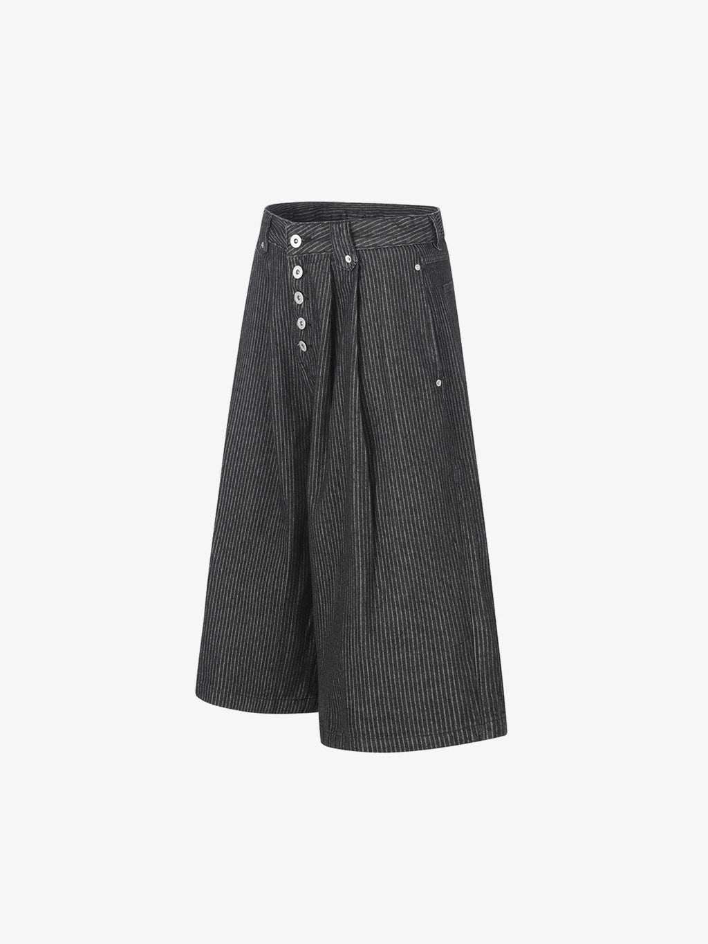Pinstripe Wide-Leg Cropped Jeans