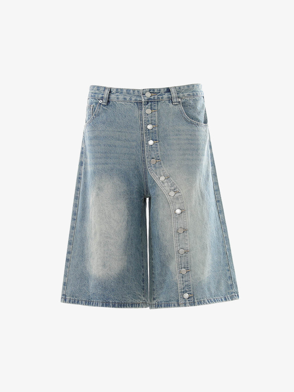 Asymmetric Multi-Button Denim Jorts
