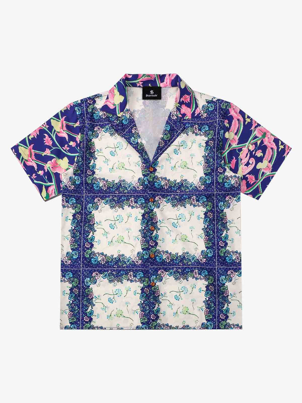 French Tulip Tile Camp Collar Boxy Shirt