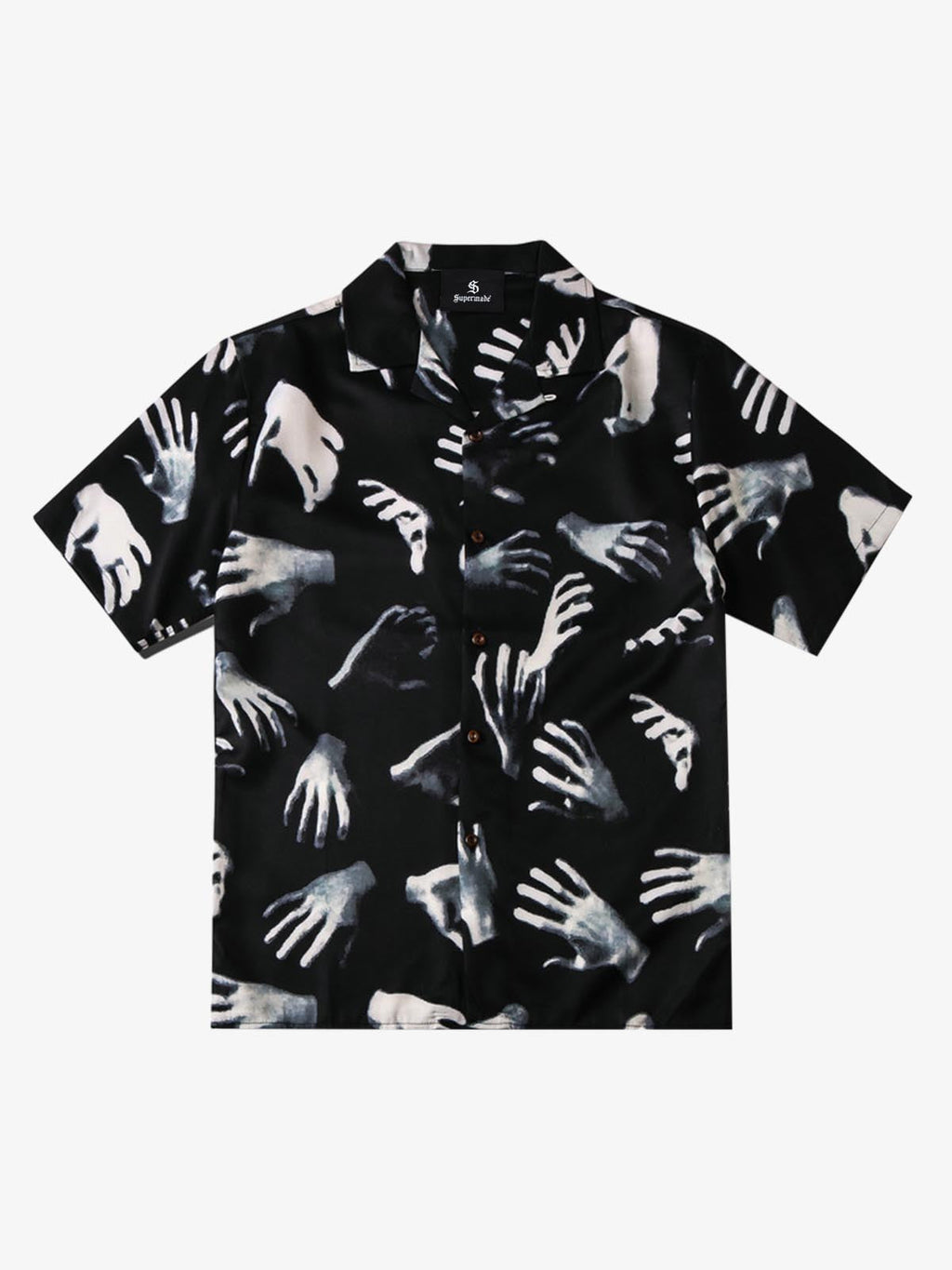 Gothic Ghost Hands Camp Collar Boxy Shirt