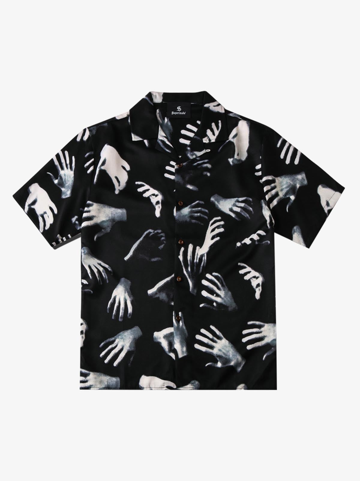 Gothic Ghost Hands Camp Collar Boxy Shirt