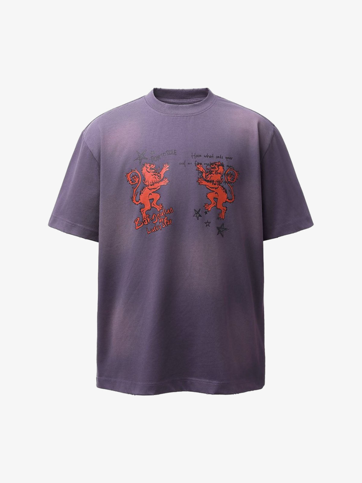 Heraldic Lion Acid-Wash Jersey T-Shirt
