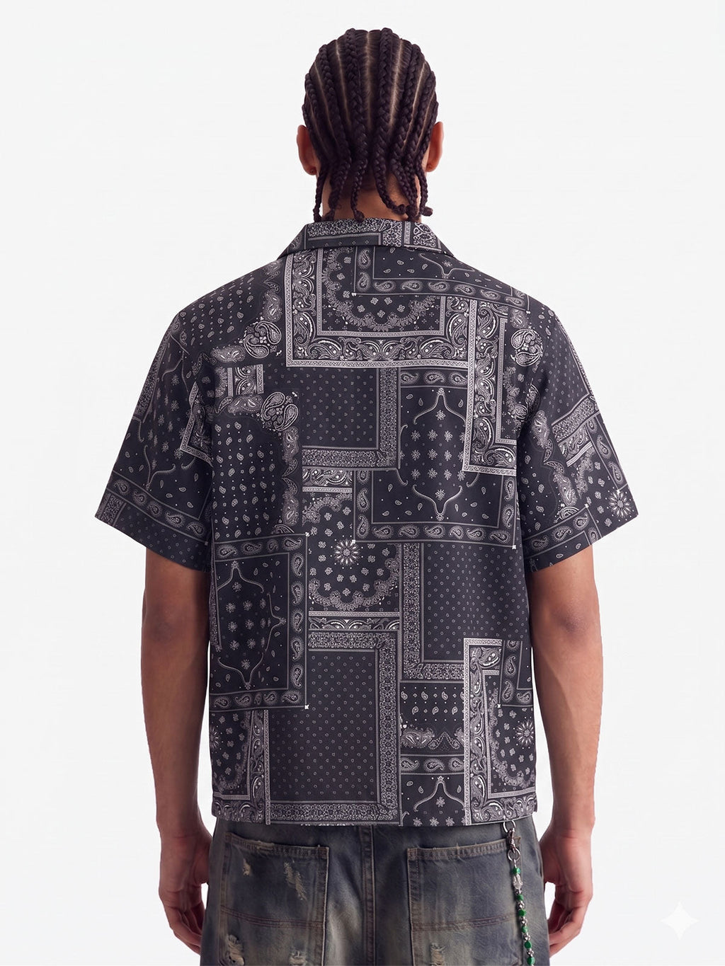 Vintage Bandana Patchwork Camp Collar Boxy Shirt