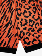 Moisture-Wicking Split Leopard Mixed Sport Shorts