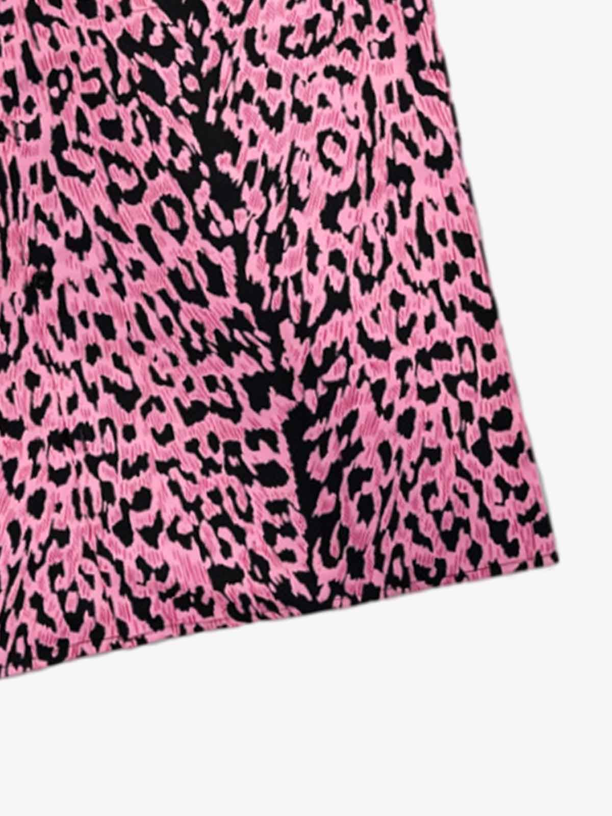 Cyber Punk Leopard Print Camp Collar Boxy Shirt
