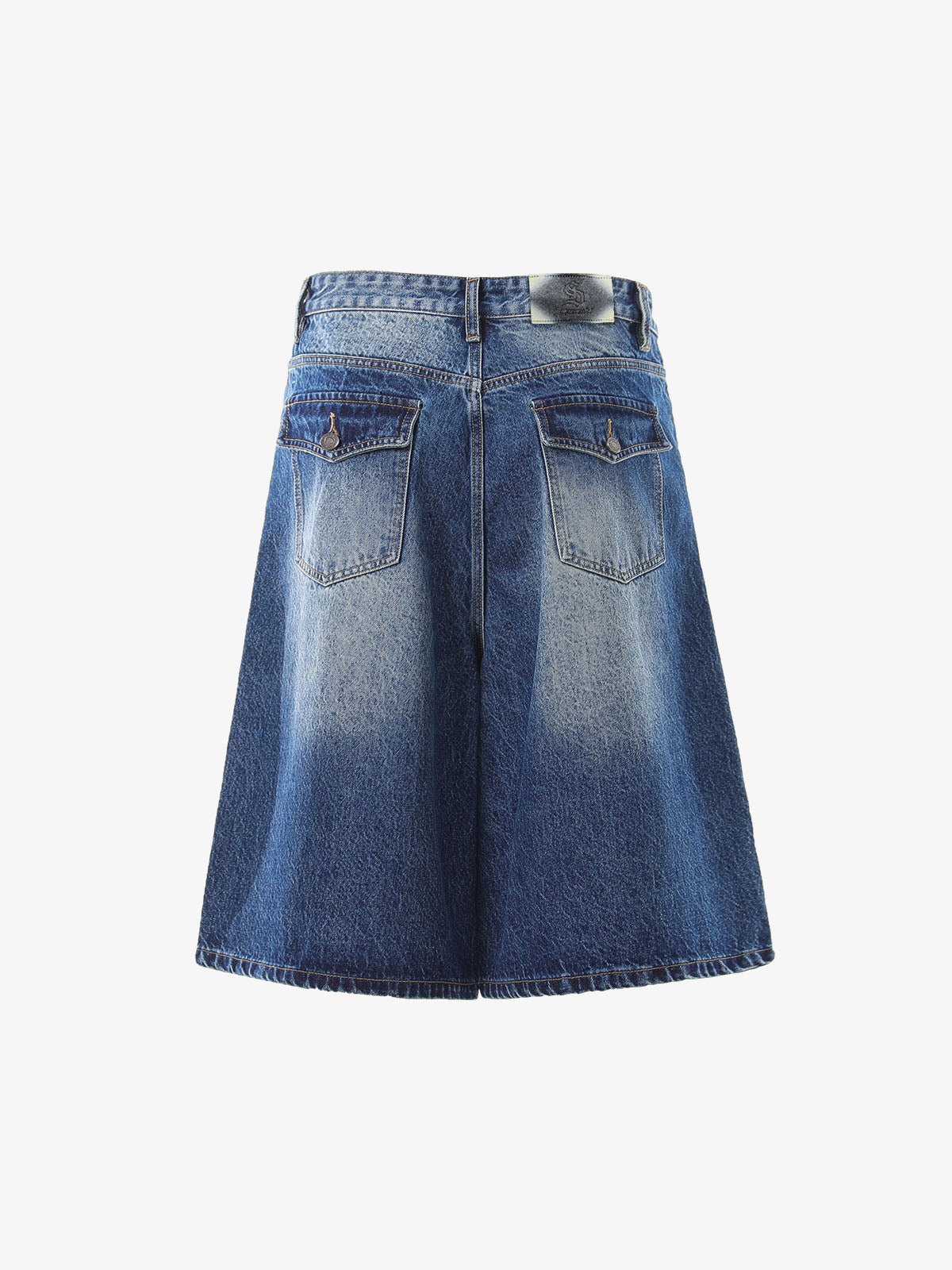Panel Stitch Wide Leg Denim Jorts