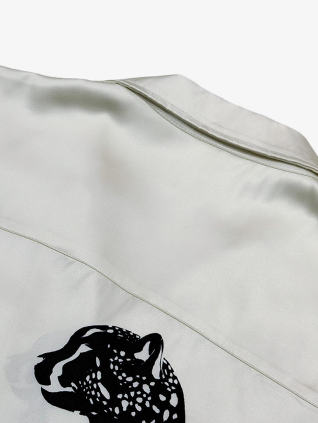 Double Cheetah Graphic Satin Camp Collar Boxy Shirt