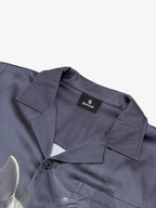 Red Blindfold Horse Camp Collar Boxy Shirt