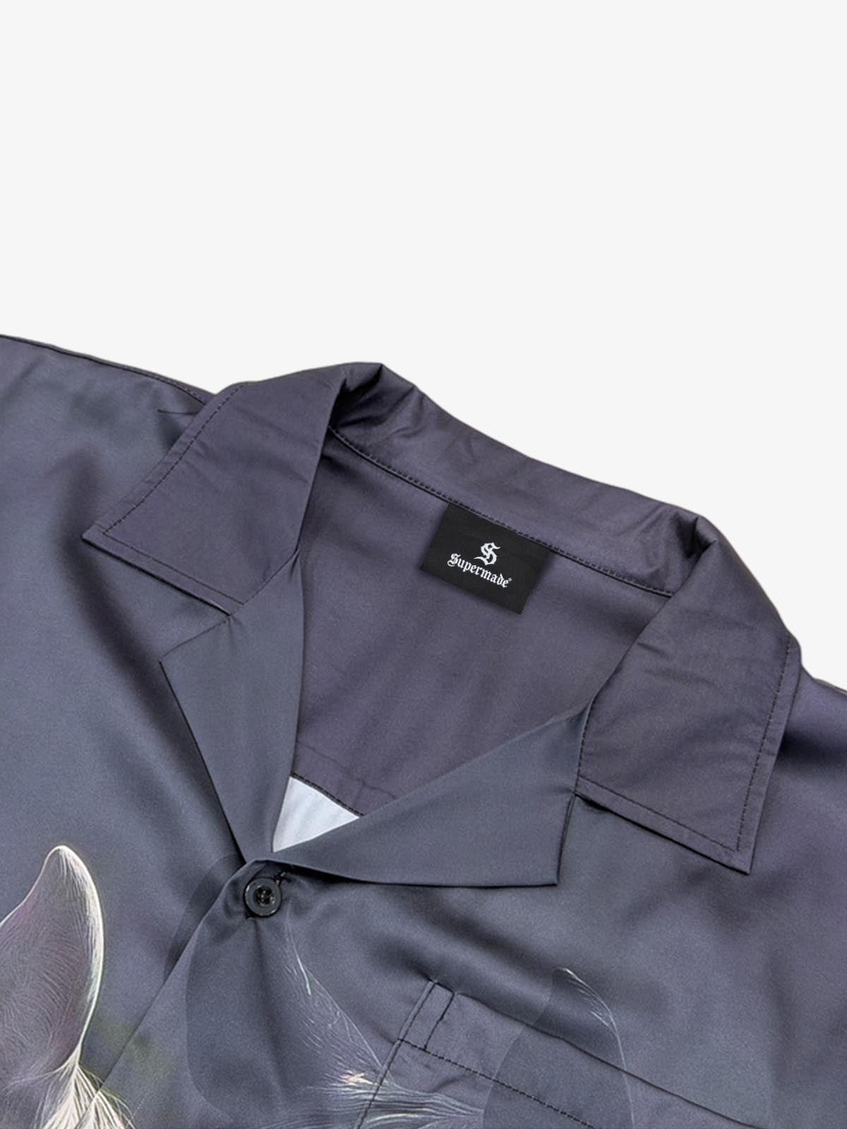 Red Blindfold Horse Camp Collar Boxy Shirt