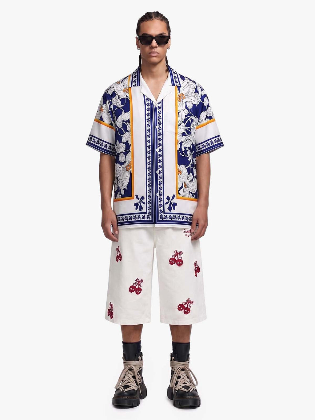Porcelain Pattern Camp Collar Boxy Shirt