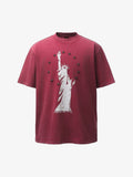 Statue of Liberty Print and Star Details T-Shirt