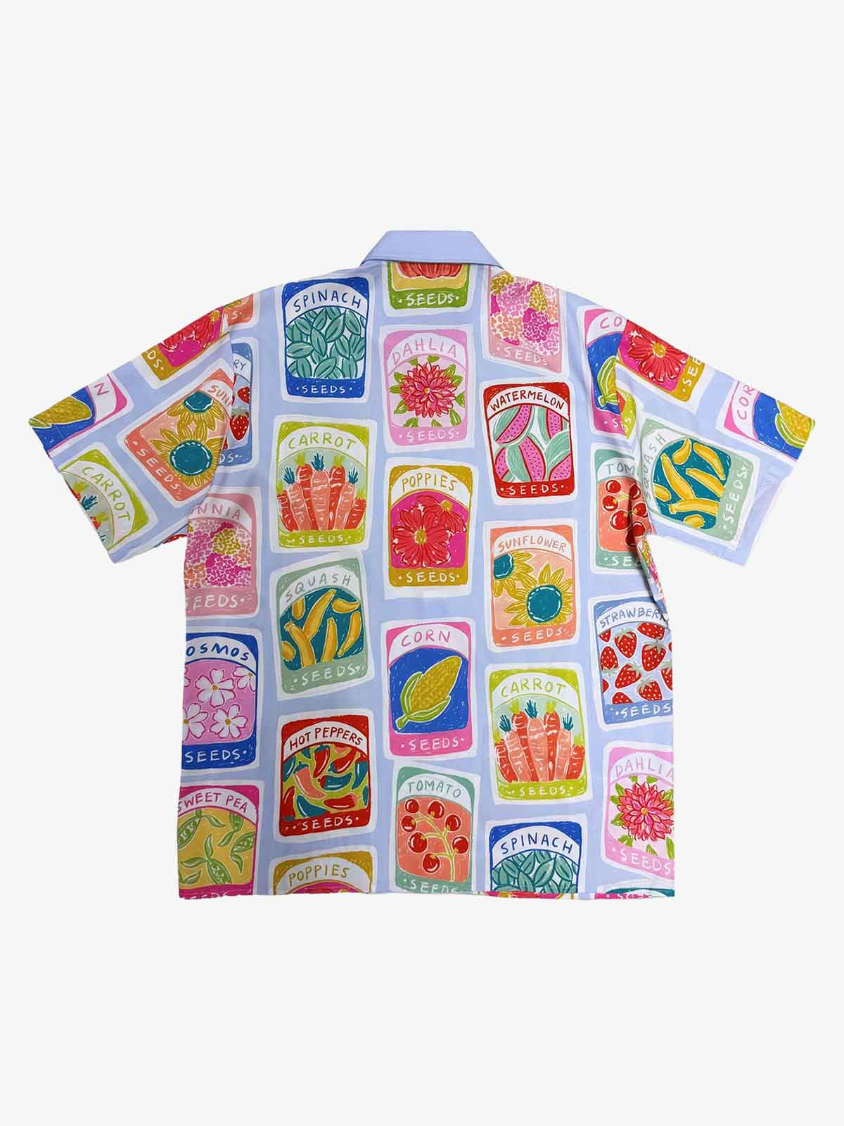 Vintage Seed Packet Camp Collar Boxy Shirt