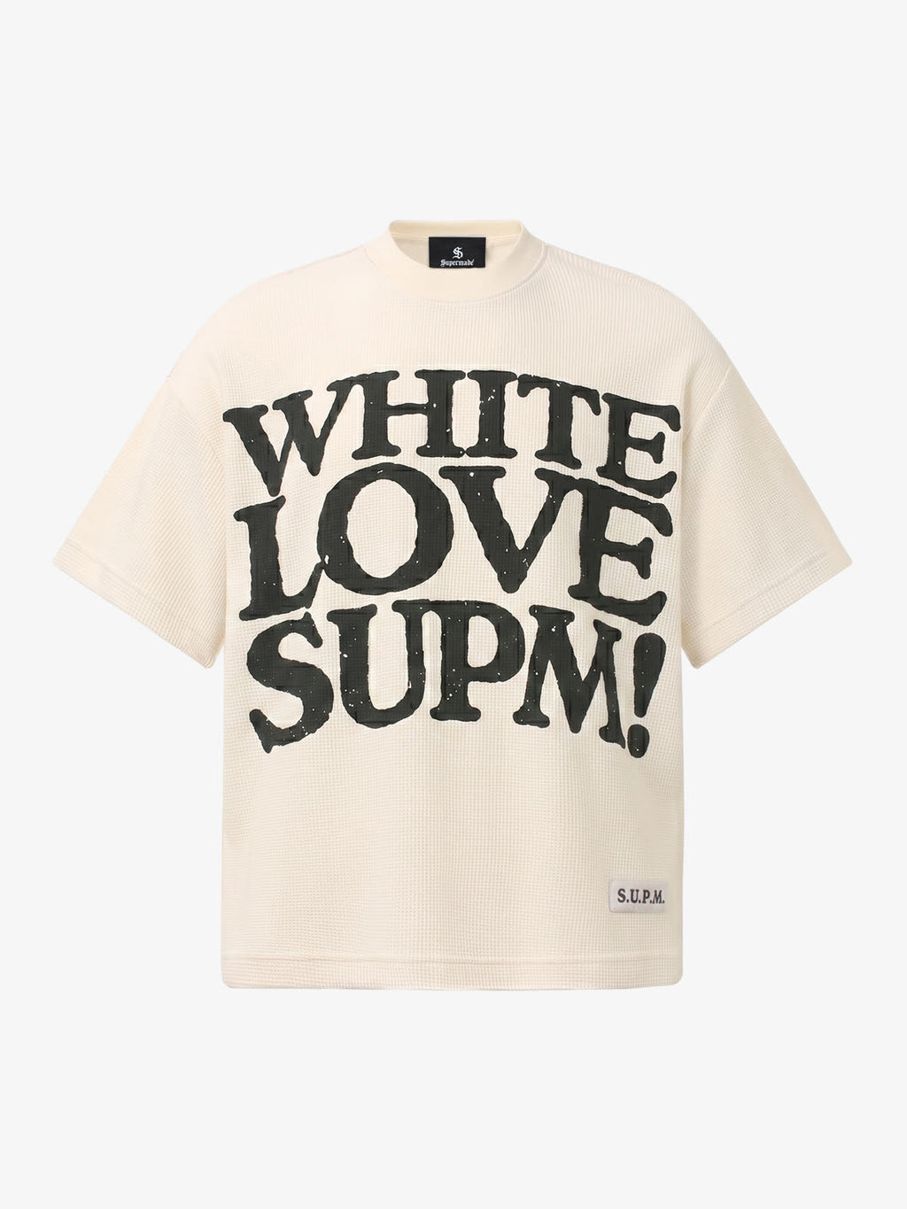 White Oversized Waffle Knit Tee