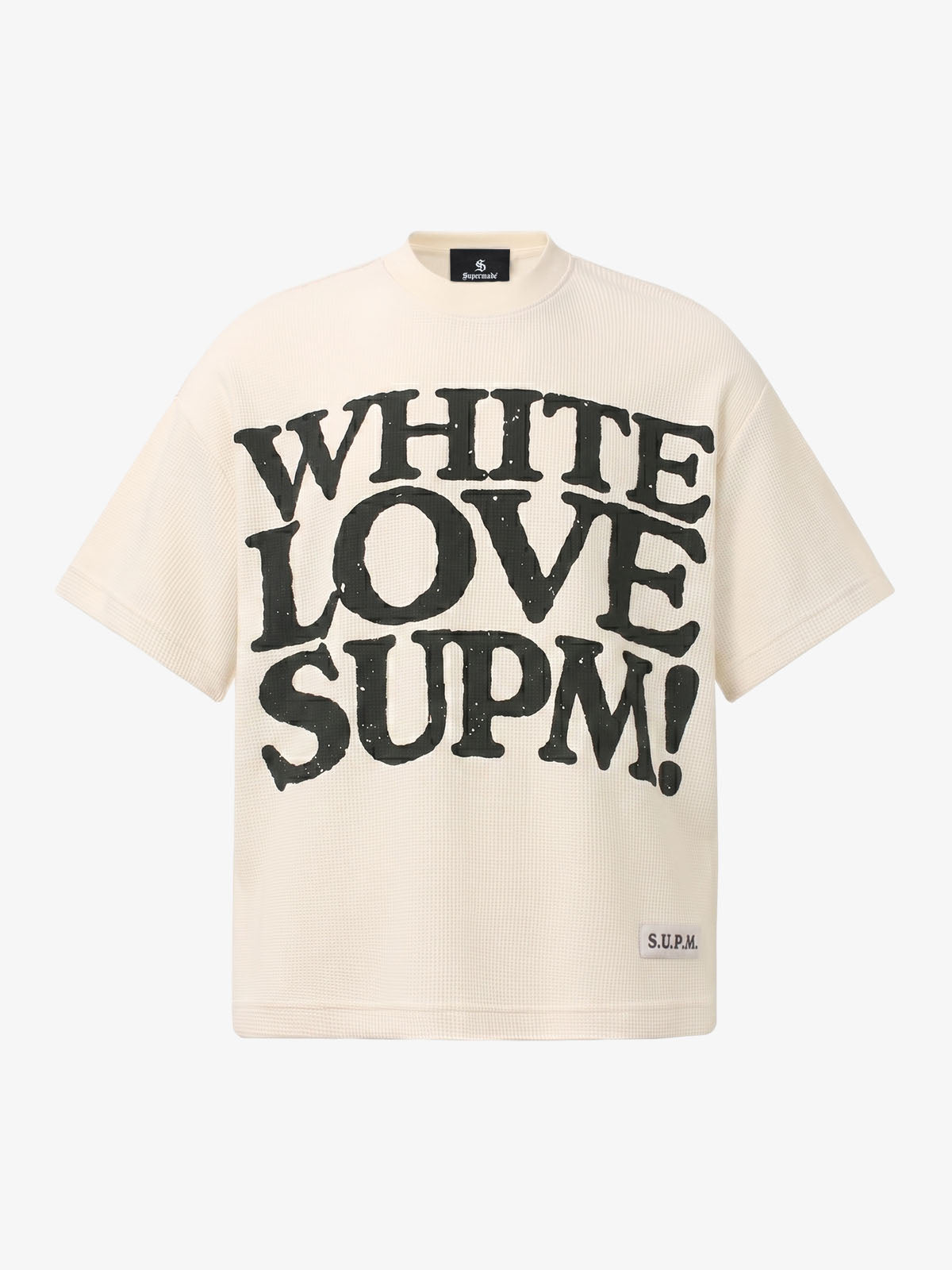 White Oversized Waffle Knit Tee