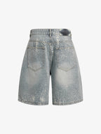 Splatter Washed Denim Shorts