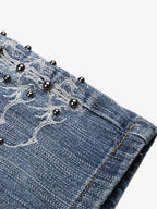 Embroidered Beaded Cropped Jeans