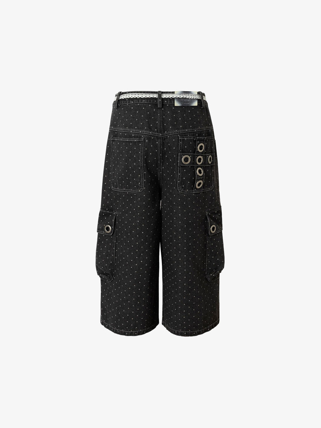 Polka Dot Denim Cargo Shorts