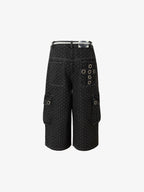 Polka Dot Denim Cargo Shorts