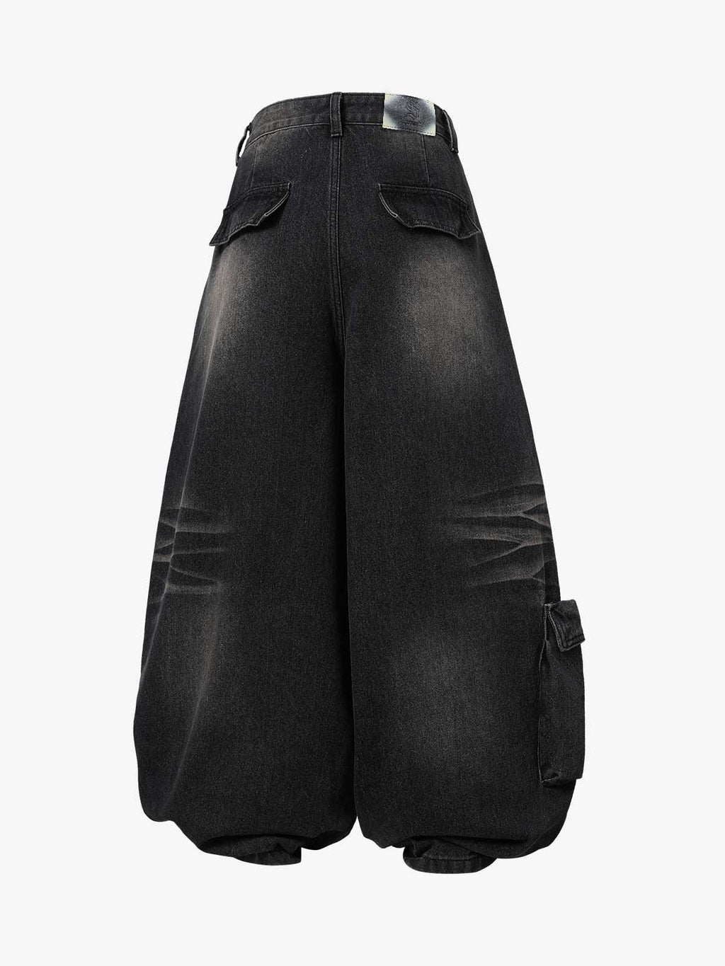 3D Curved Panel Stacked Wide-Leg Denim Jeans