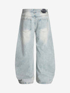 Denim Washed Distressed Barrel Jeans - 2511