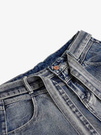 Belted Curved Seam Wide Leg Jorts