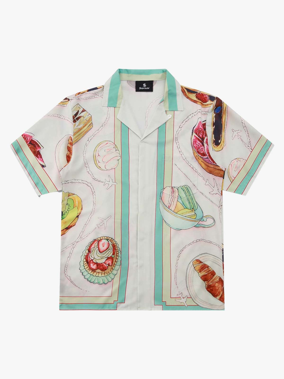 Vintage Macaron Color-Block Camp Collar Boxy Shirt
