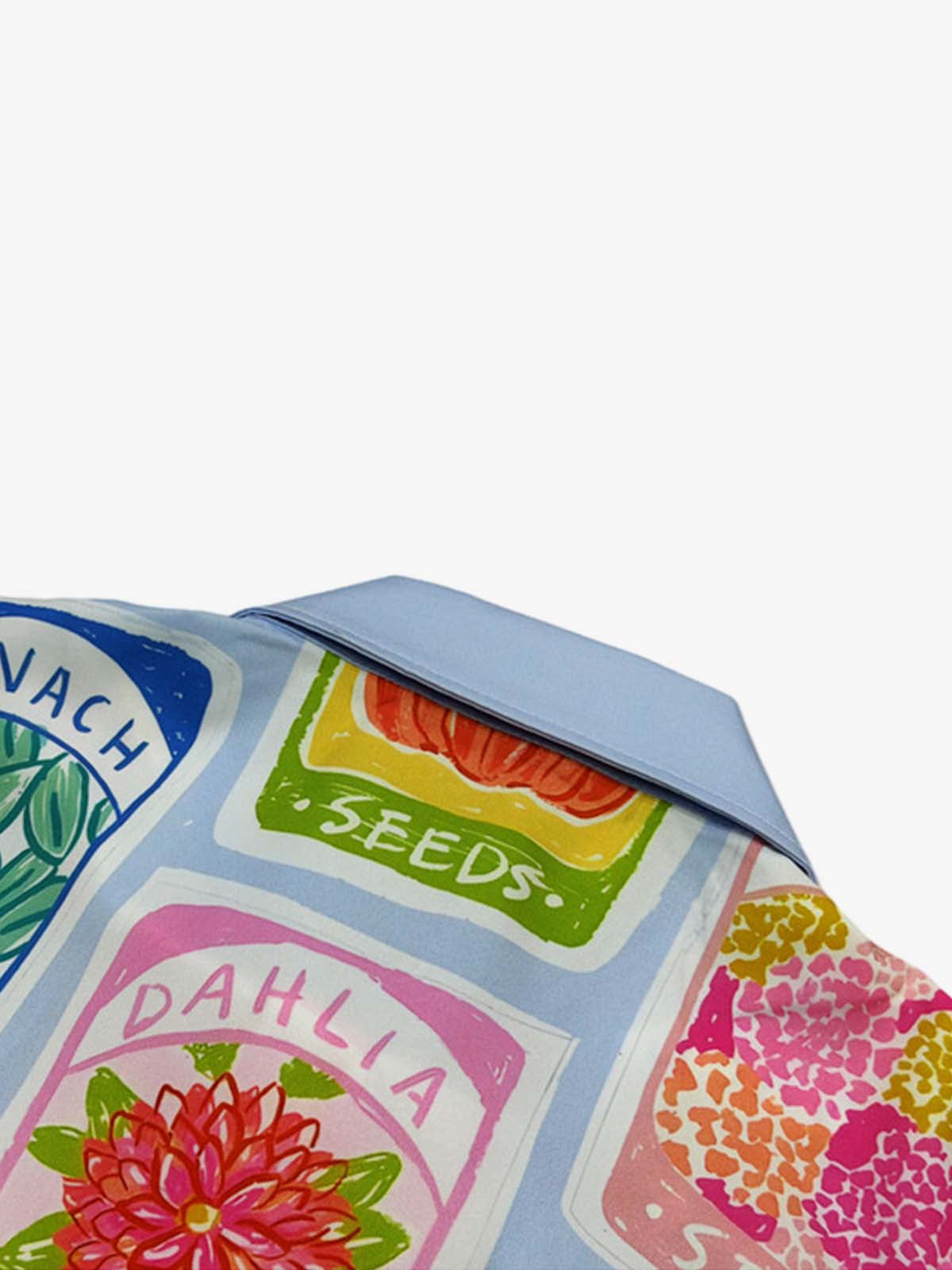 Vintage Seed Packet Camp Collar Boxy Shirt