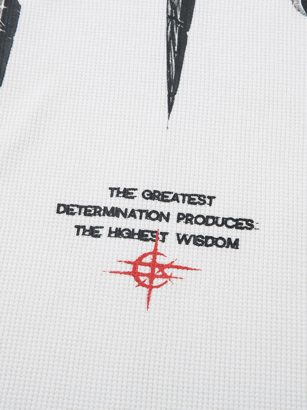 Letter Print Waffle Cross Long-Sleeved T-Shirt