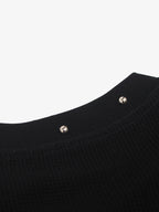 Studded Collar Cross Print Waffle T-Shirt