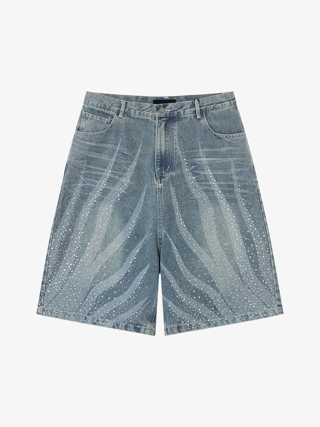 Rhinestone Wave Denim Bermuda Shorts