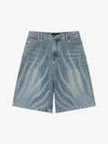 Rhinestone Wave Denim Bermuda Shorts