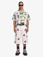 Vintage Succulent Botanical Print Camp Collar Boxy Shirt