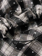 Star Print Plaid Shirt with Tulle Trim