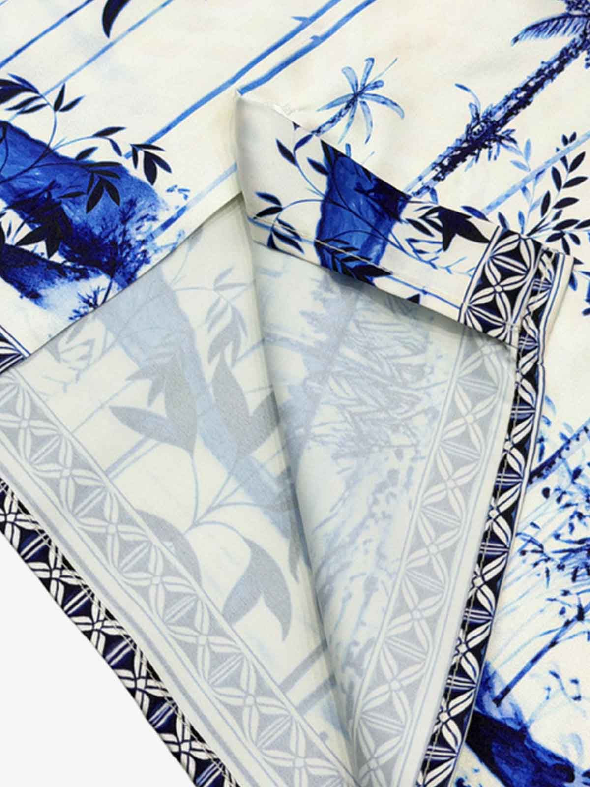 Geometric Palm Leaf Camp Collar Boxy Shirt
