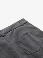 Pinstripe Double-Breasted Pleated Shorts