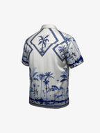 Geometric Palm Leaf Camp Collar Boxy Shirt