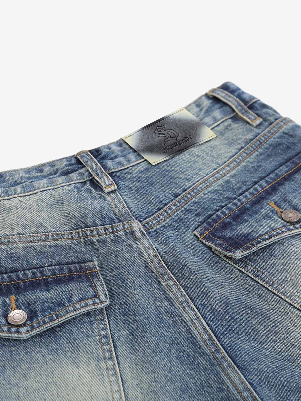 Panel Stitch Wide Leg Denim Jorts