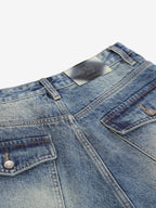 Panel Stitch Wide Leg Denim Jorts