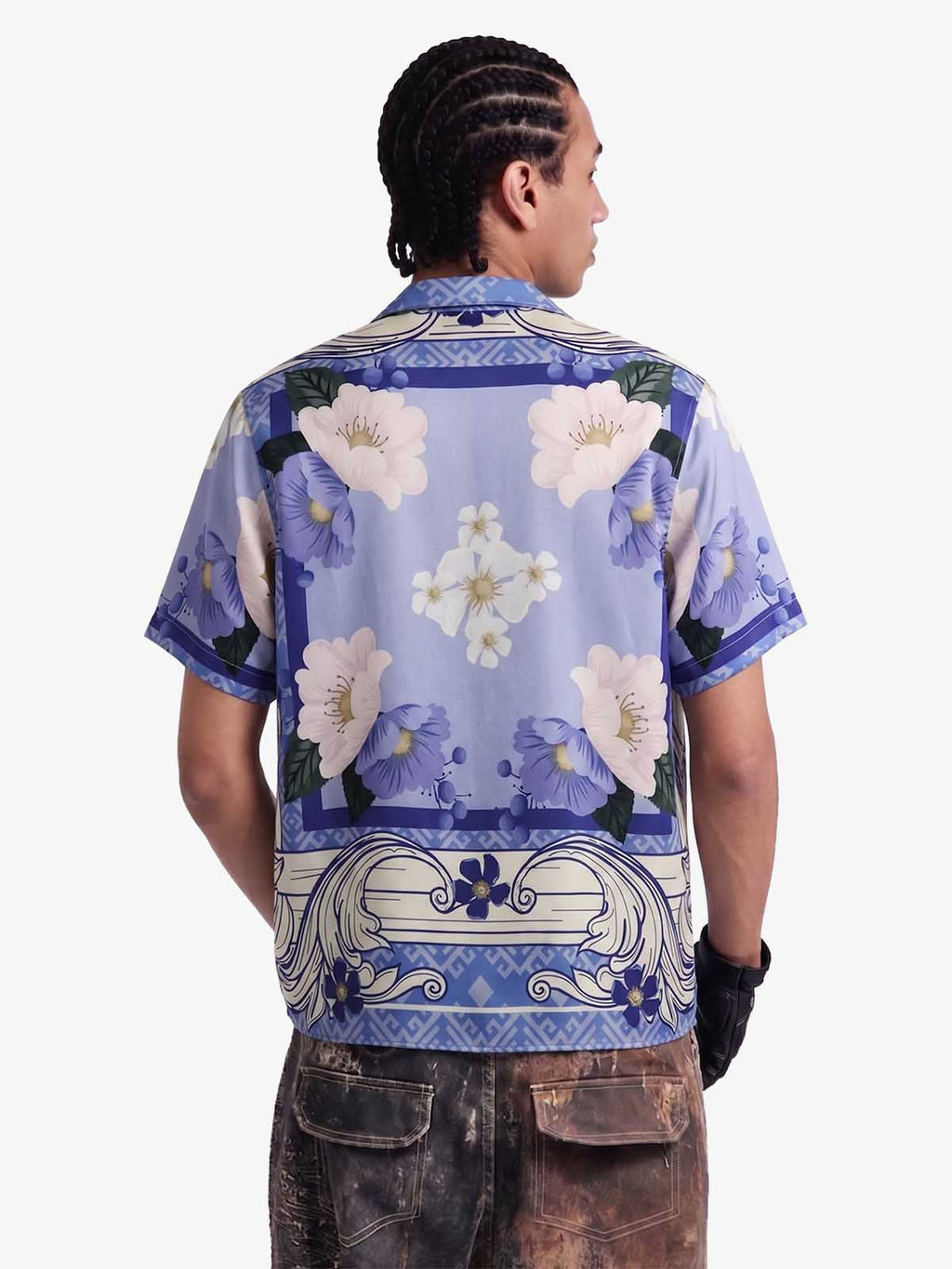 Vintage Baroque Floral Camp Collar Boxy Shirt