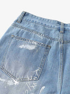 Light Wash Distressed Denim Shorts