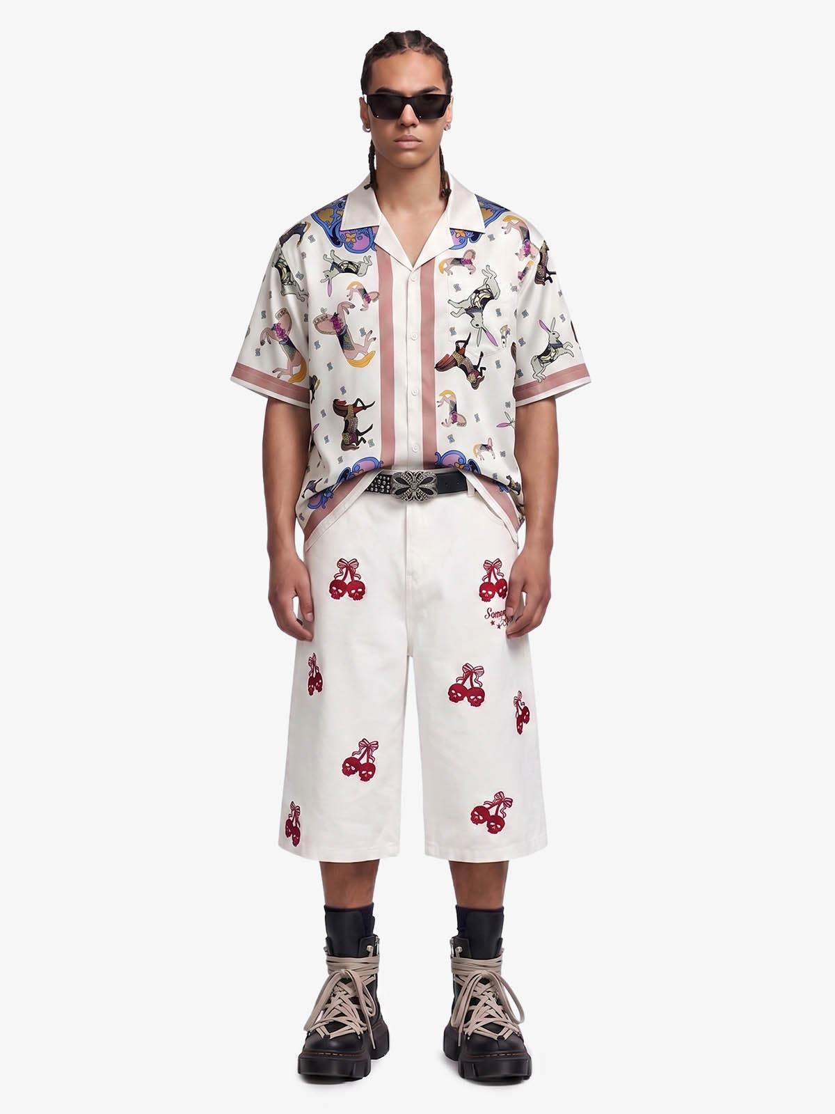 Carousel Park Satin Camp Collar Boxy Shirt